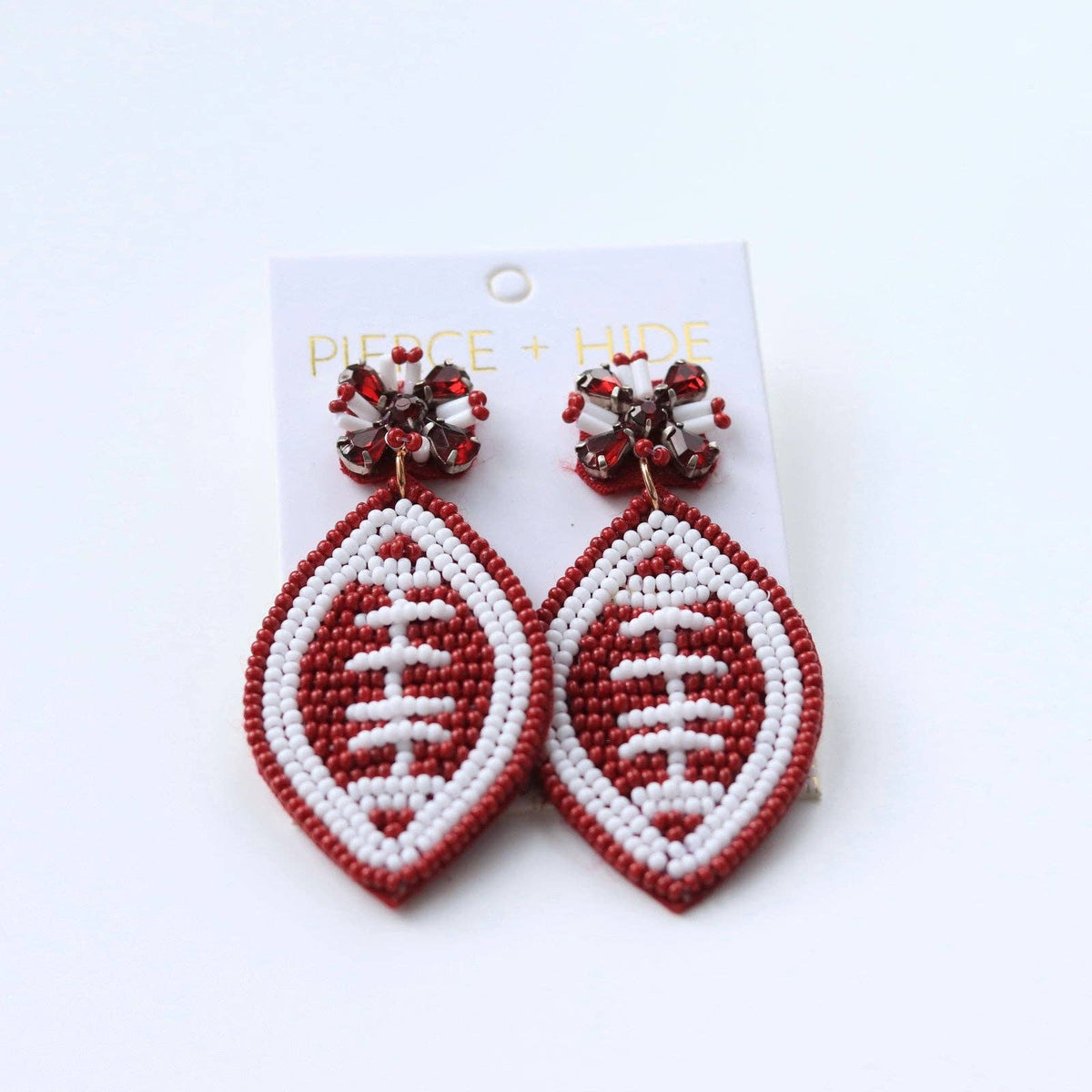Custom Beaded Maroon Football Earrings| GAME DAY EARRINGS