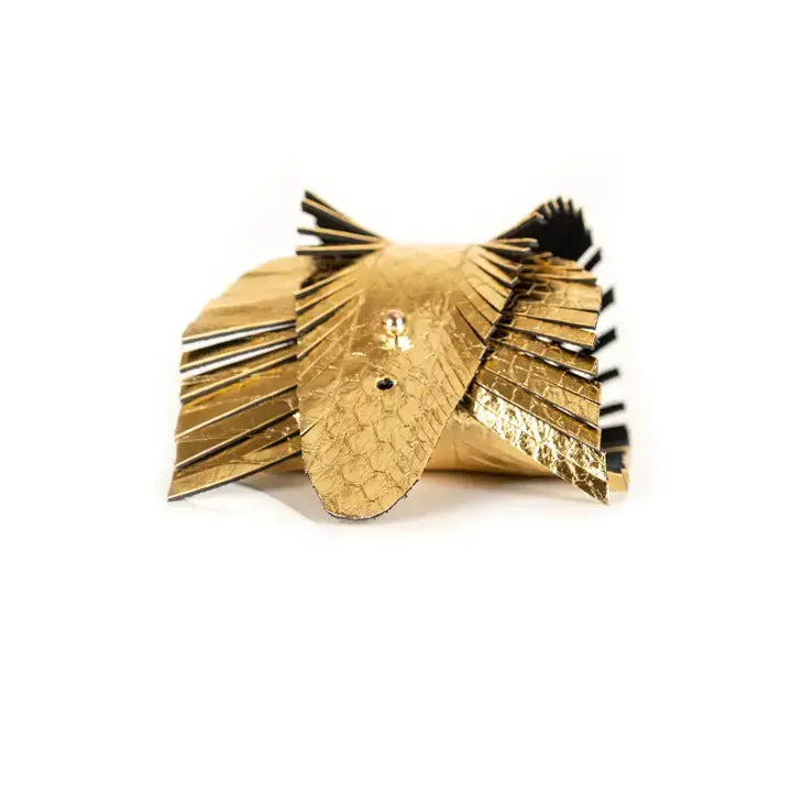 Golden Phoenix Fringe Leather Cuff Bracelet