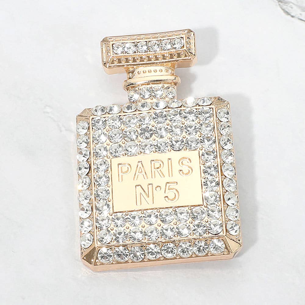 Rhinestone Pave PARIS N5 Perfume Bottle Pin Brooch