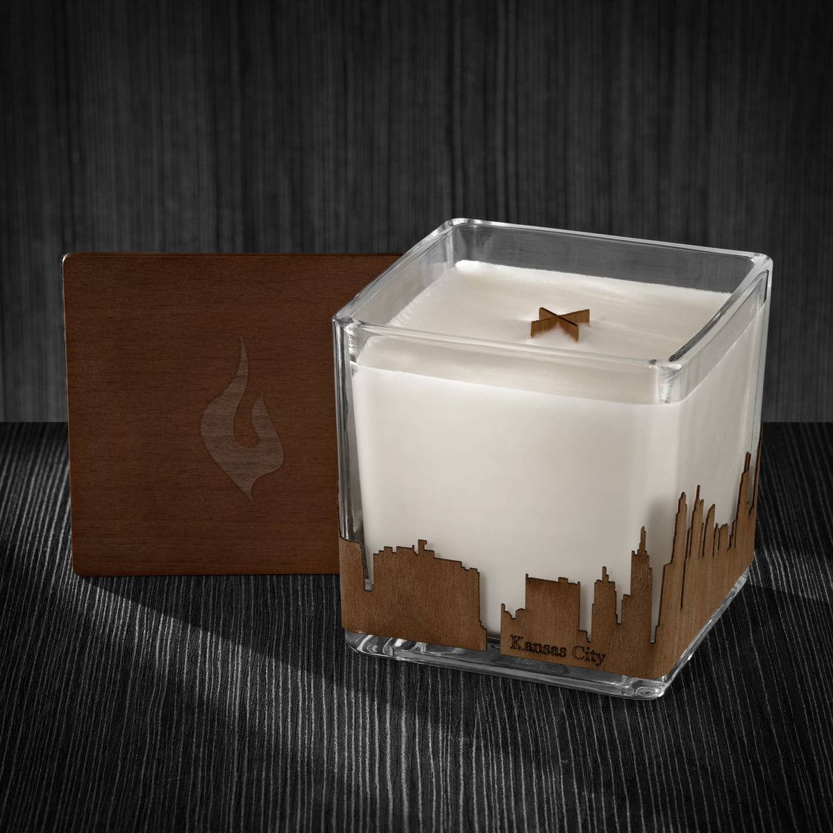 Wood Wrapped City Skyline Candle 4x4x4: Memphis Tennessee