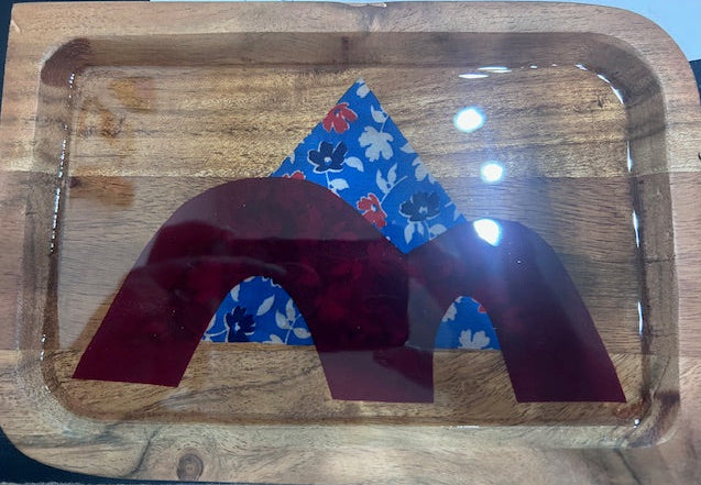 Tiny Bridge and Pyramid: Rainbow Colored bridge with Flowers Pyramid