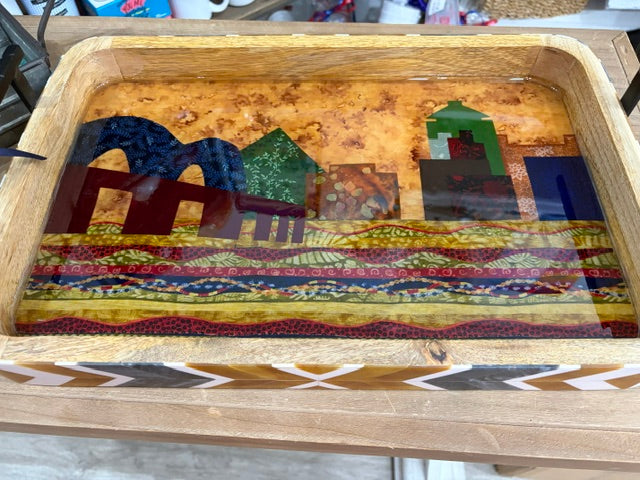 Memphis Bridge Wooden Tray 12" X 8": Local  Artist AnnaMade Designs
