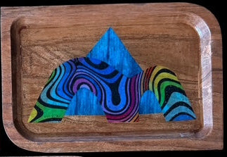 Memphis Bridge &amp; Pyramid Wooden Tray 6" x 8.5": Local artist AnnaMade Designs