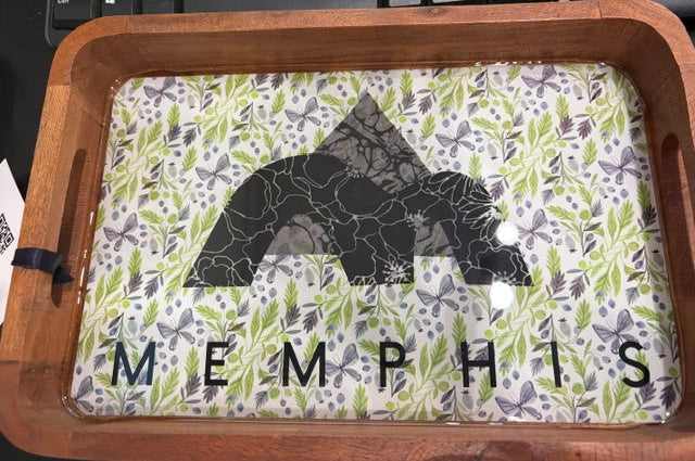 Memphis Bridge Wooden Tray 12" X 8": Local  Artist AnnaMade Designs