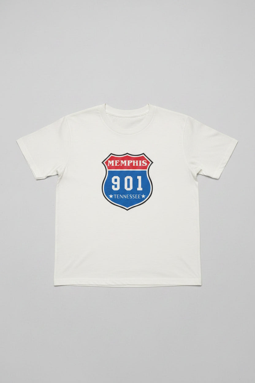 901 Rt. 66 Beige Sign Shirt on Bella Canvas