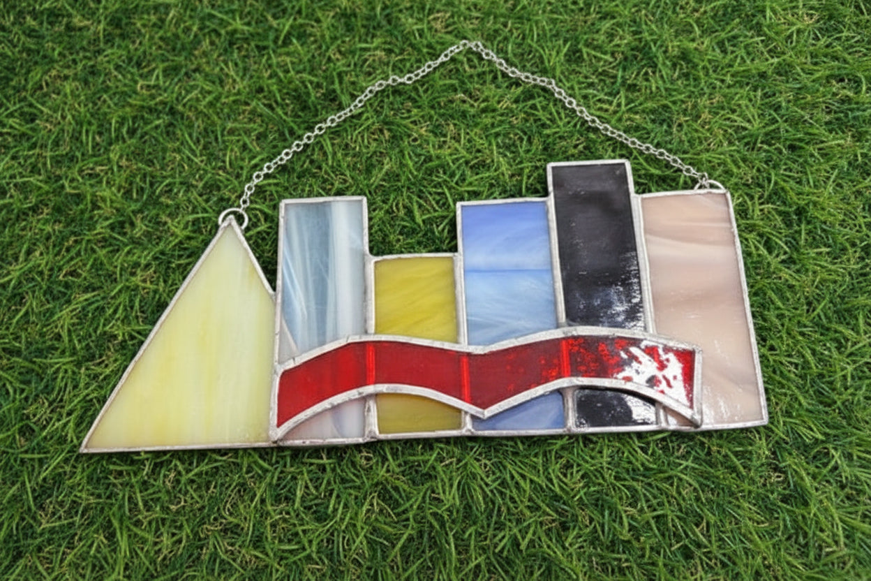 Red Memphis Skyline Stained Glass- Local Art Tonya Lynn