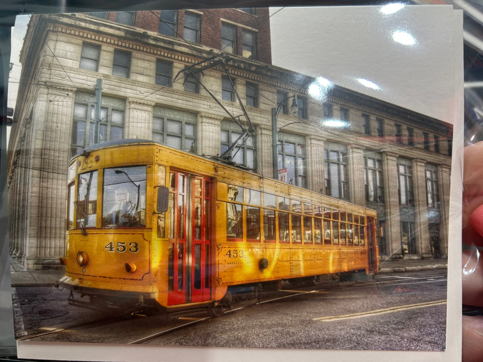 "Yellow Trolley-South Main" Greeting Card, Local Photograper Karen Pulfer Focht