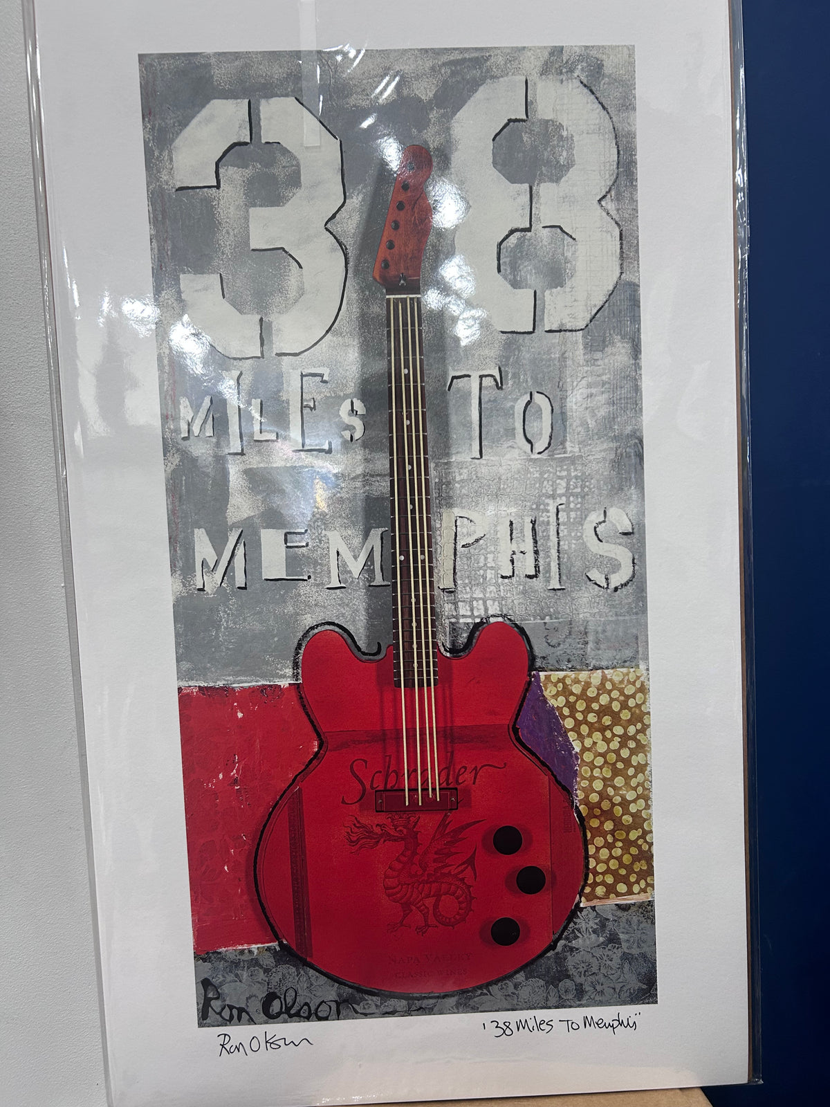 "38 miles to Memphis " signed PRINT of an original painting by local Memphian Ron Olson