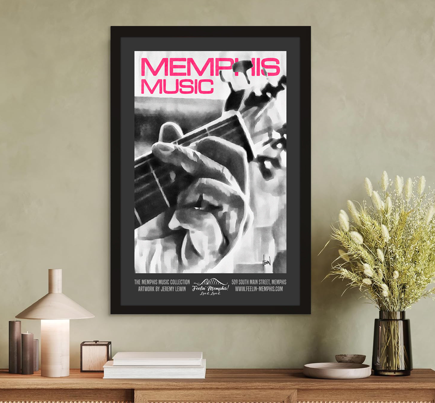 Memphis Music (Guitar) Framed Poster By Local Artist Jeremy Lewin