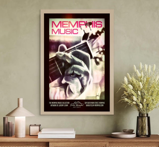 Memphis Music (Guitar) Framed Poster By Local Artist Jeremy Lewin