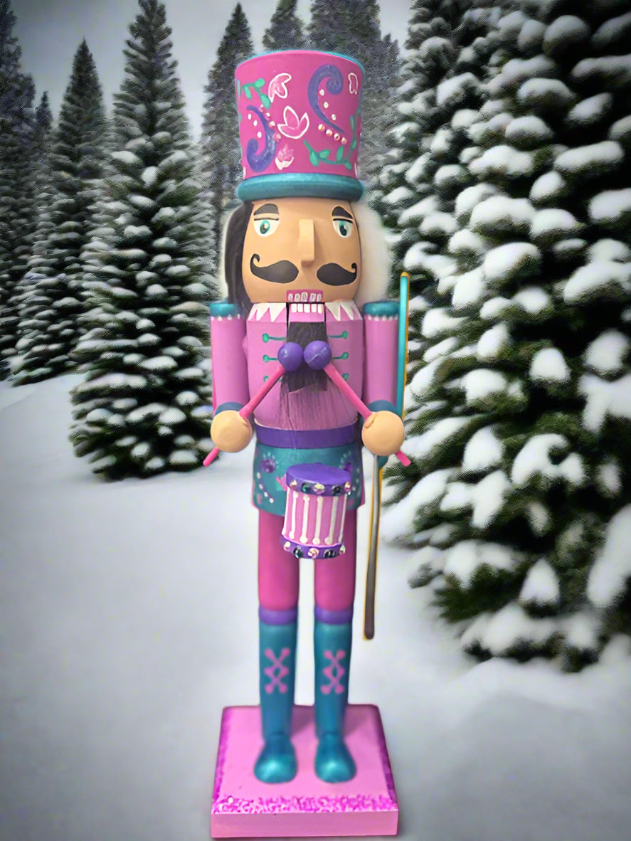 Purple Drummer Nutcracker