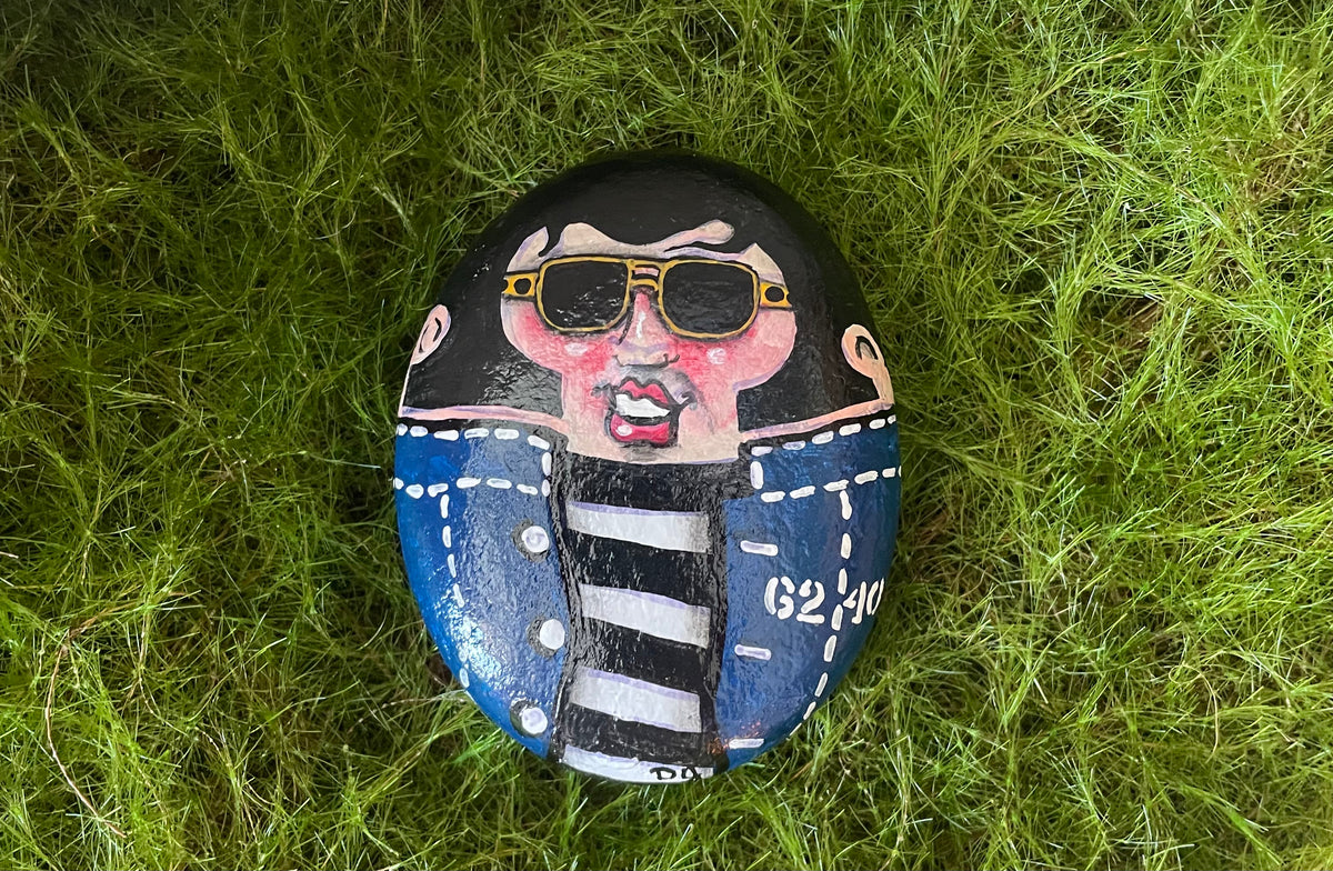 Elvis rocks painted by local Artist DJ Kelly.
