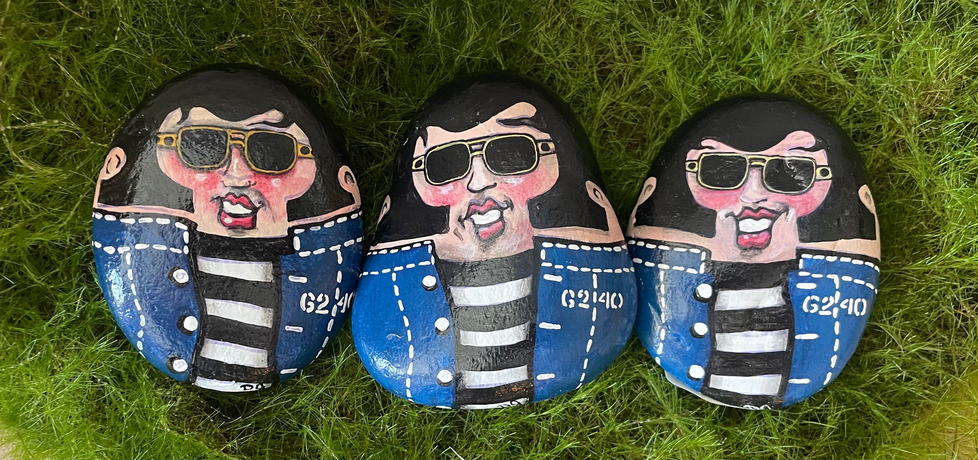 Elvis rocks painted by local Artist DJ Kelly.