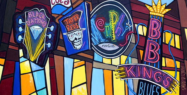 Print "Neon Lights on Beale Street"  by Local Artist  David Lynch
