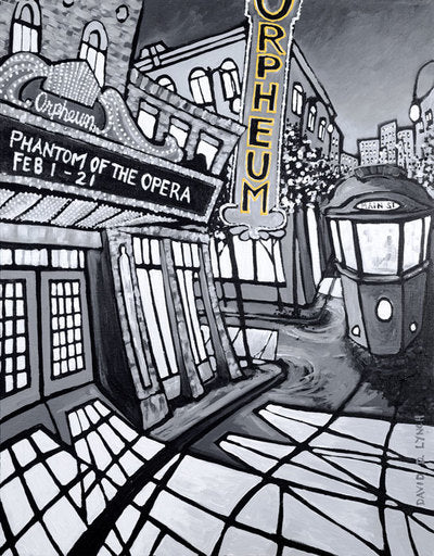 "Orpheum Theatre B/W" Print by David Lynch