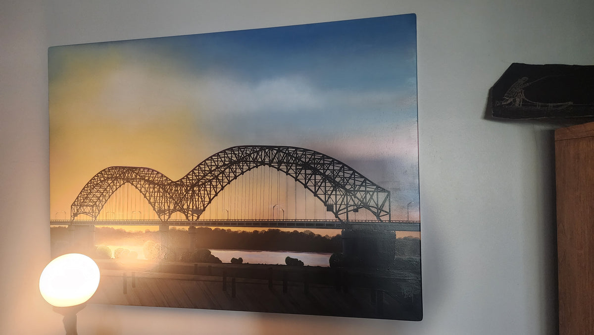 Memphis Bridge at Sunset Original Artwork by Jeremy Lewin, a local Memphis artist