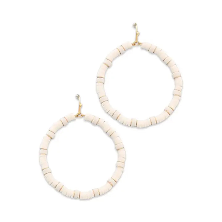 Large White Beachy Hoop Earring