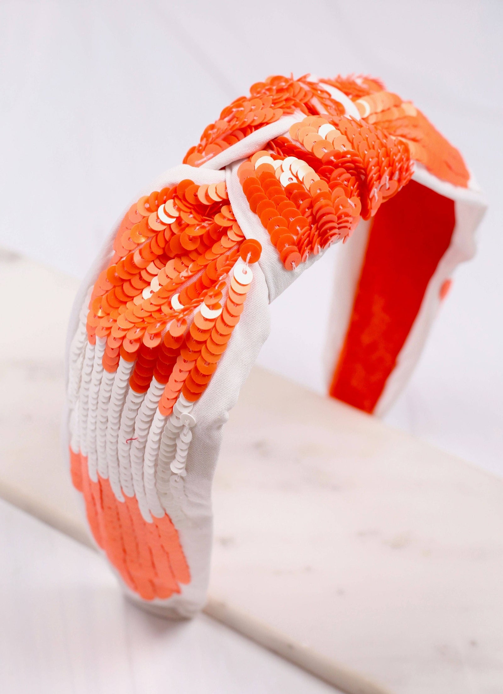 Sanders Sequin Headband ORANGE WHITE