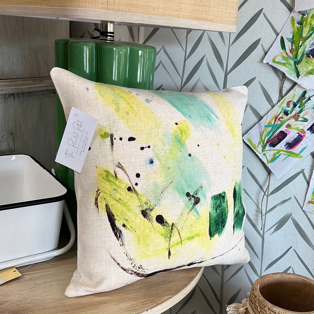 Green Abstract Throw Pillow