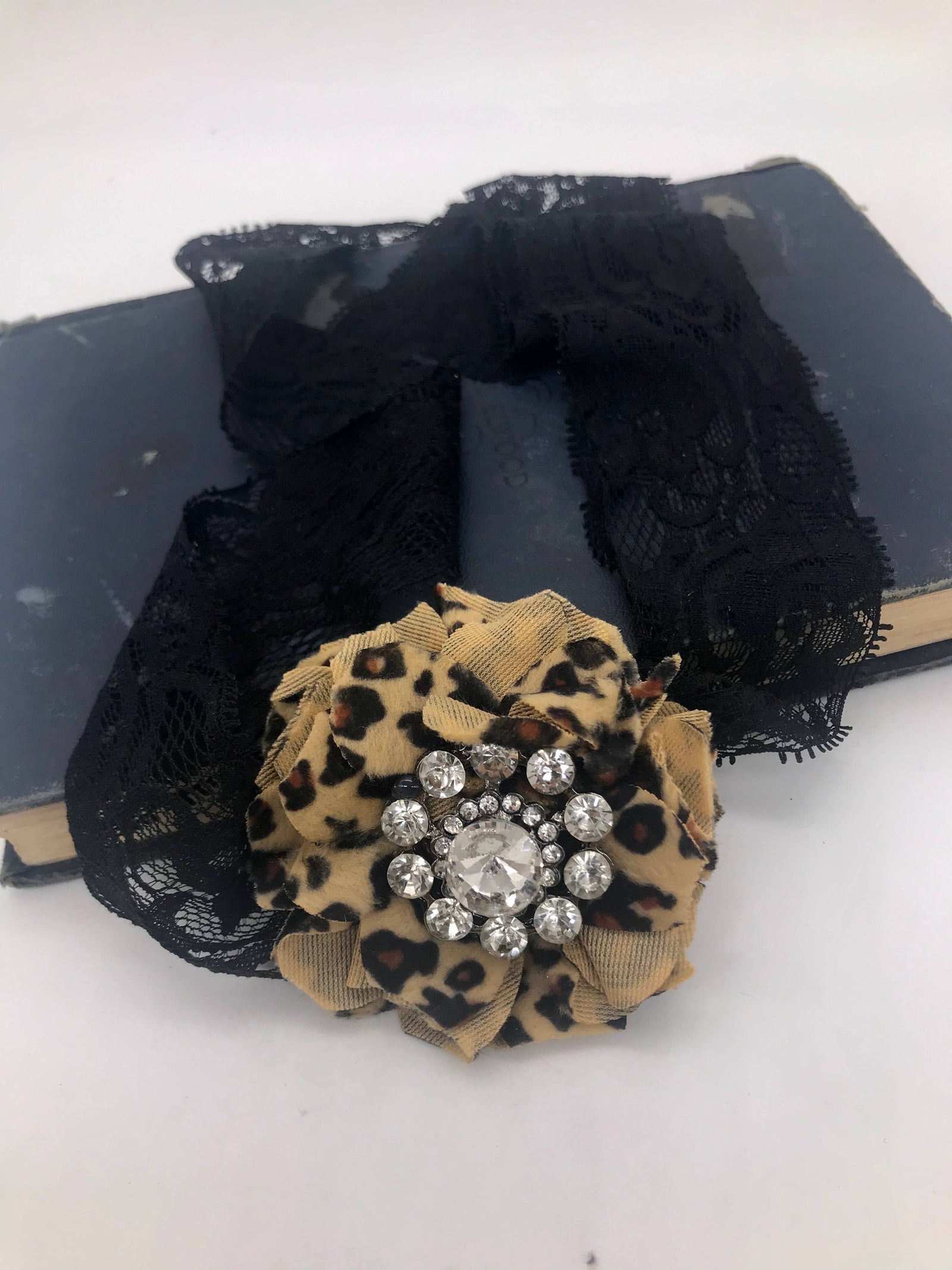 Small Vintage Leopard Floral Headband/Cuff