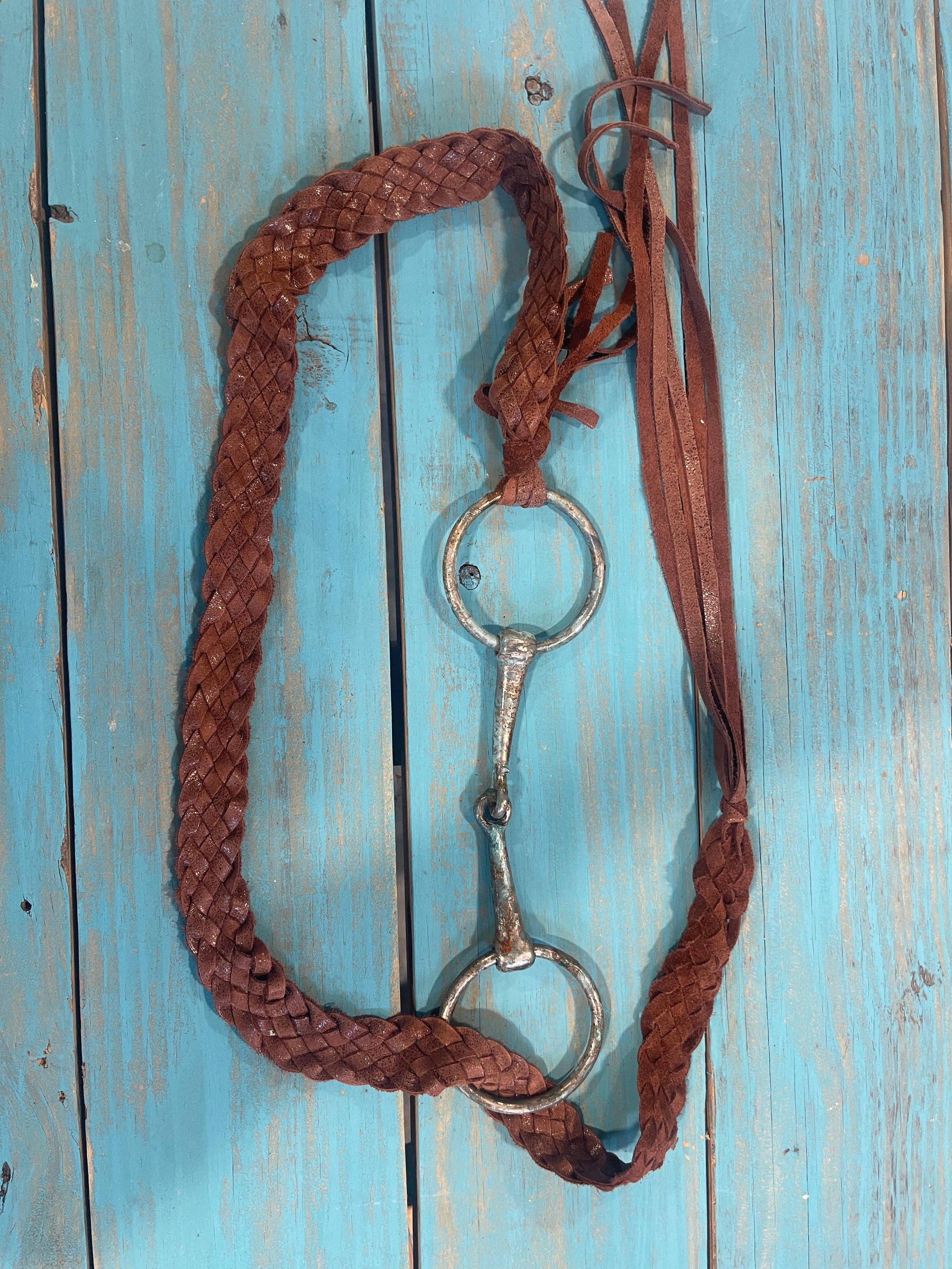 Braided Leather Snaffle Bit Belt