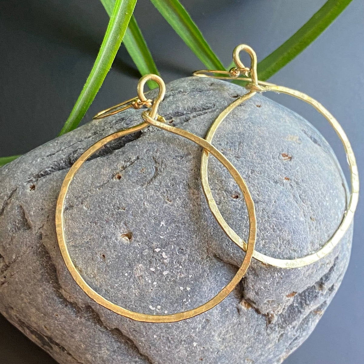 GOLD - Large Hammered Hoop Earrings