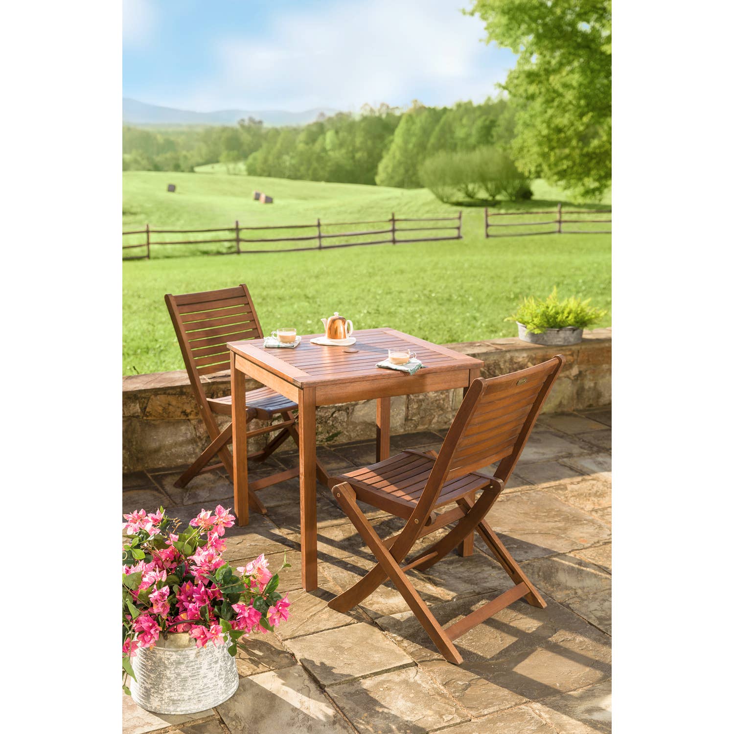 Eucalyptus Wood Outdoor Square Bistro Set