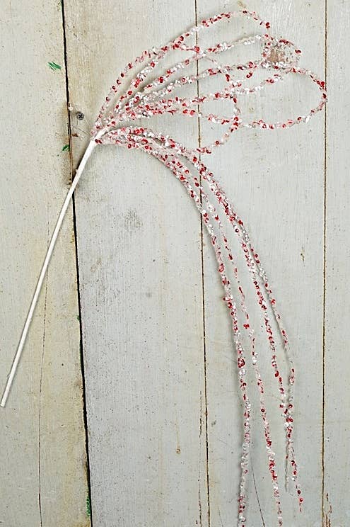 ISB79596- 35in Fancy Glitter Loop Tail Branch-RDWT-24/144