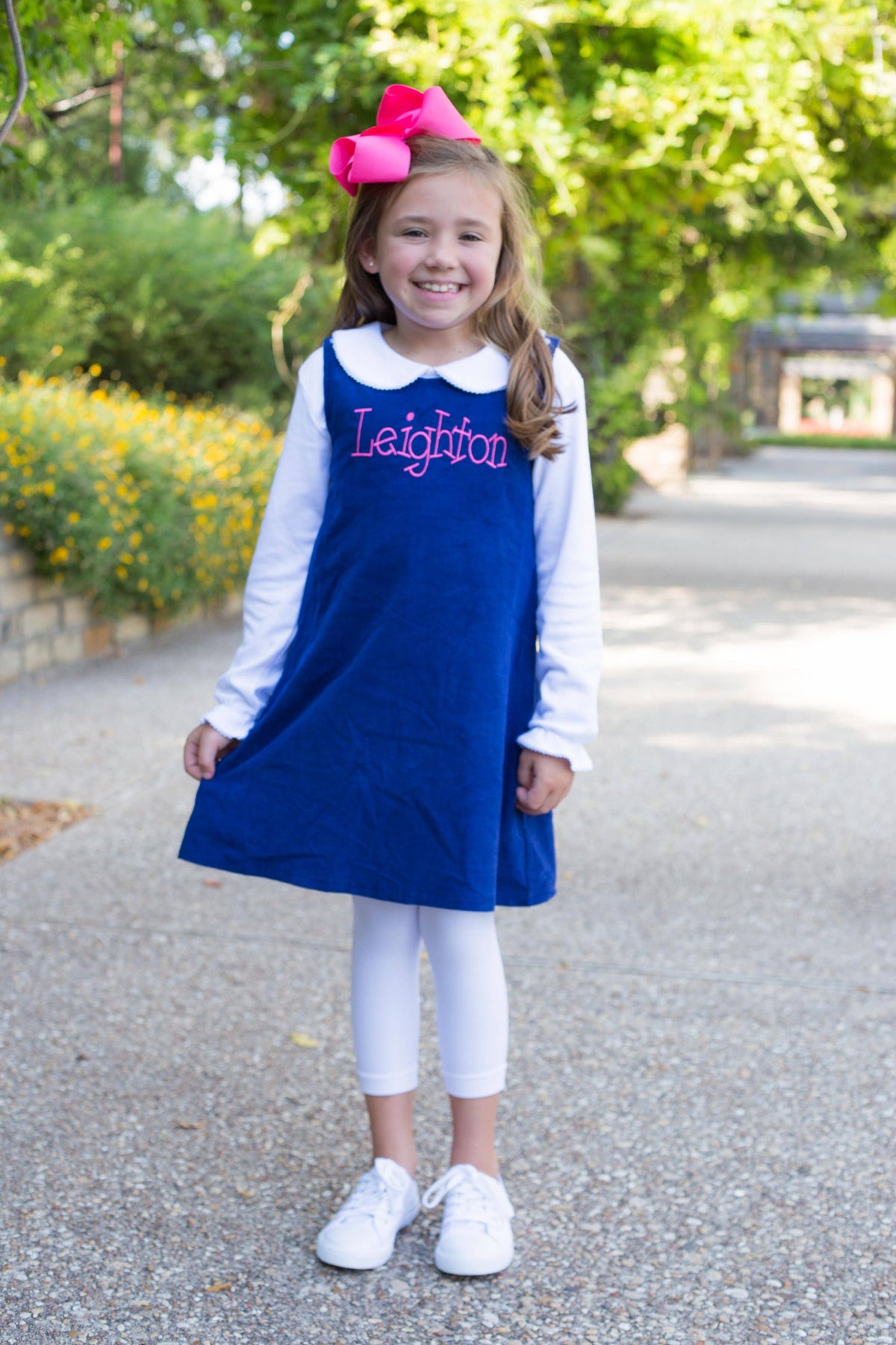 Two Button Jumper Dress - NAVY CORDUROY