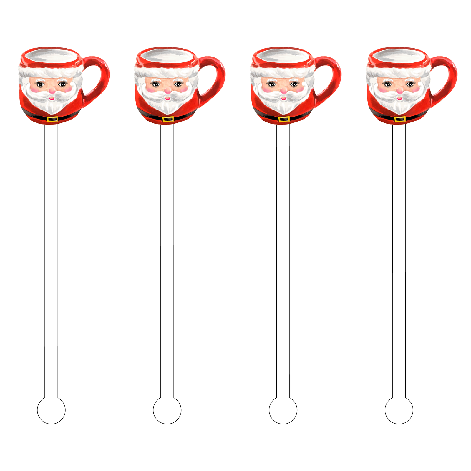 CUTE AS A BUTTON SANTA MUG ACRYLIC STIR STICKS