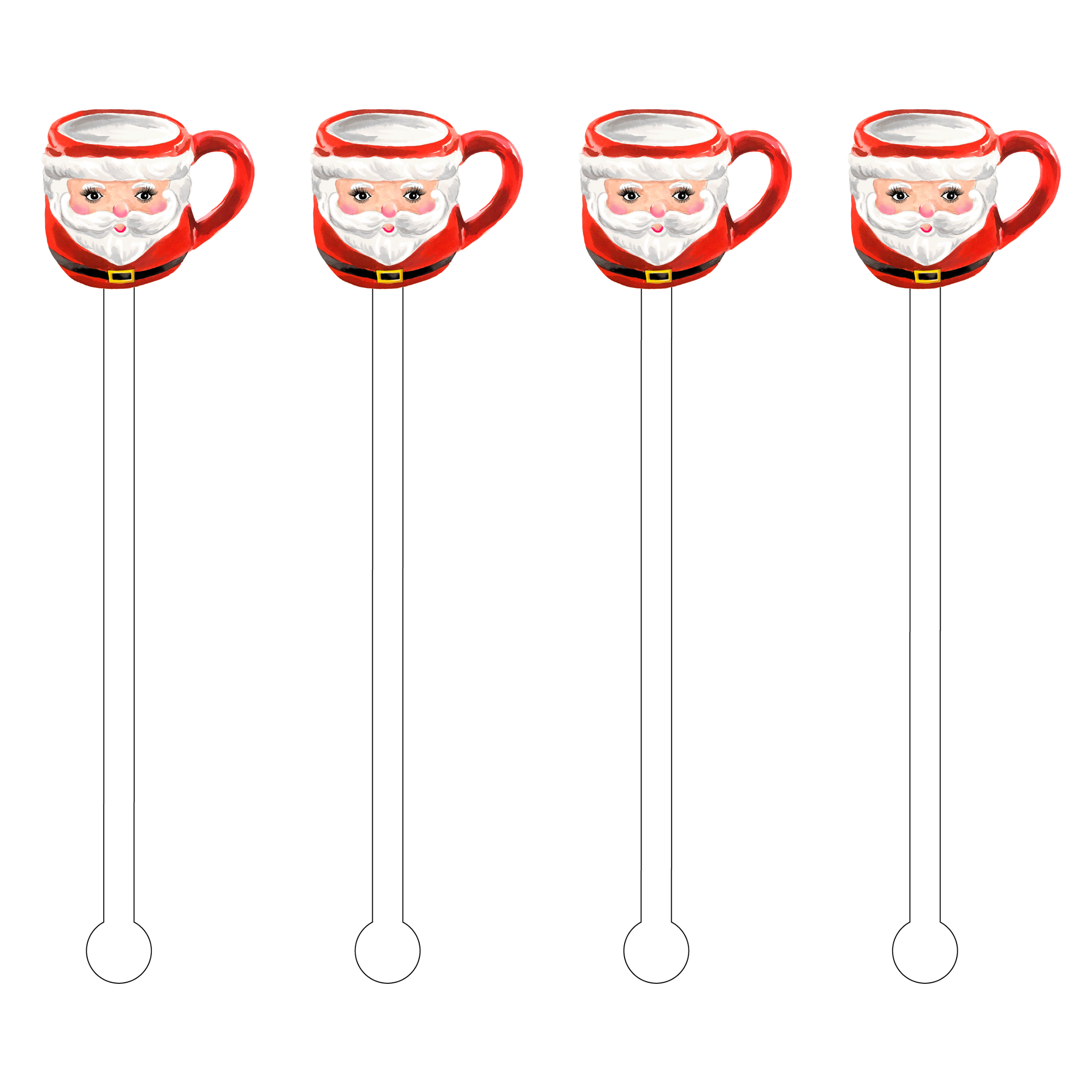 CUTE AS A BUTTON SANTA MUG ACRYLIC STIR STICKS