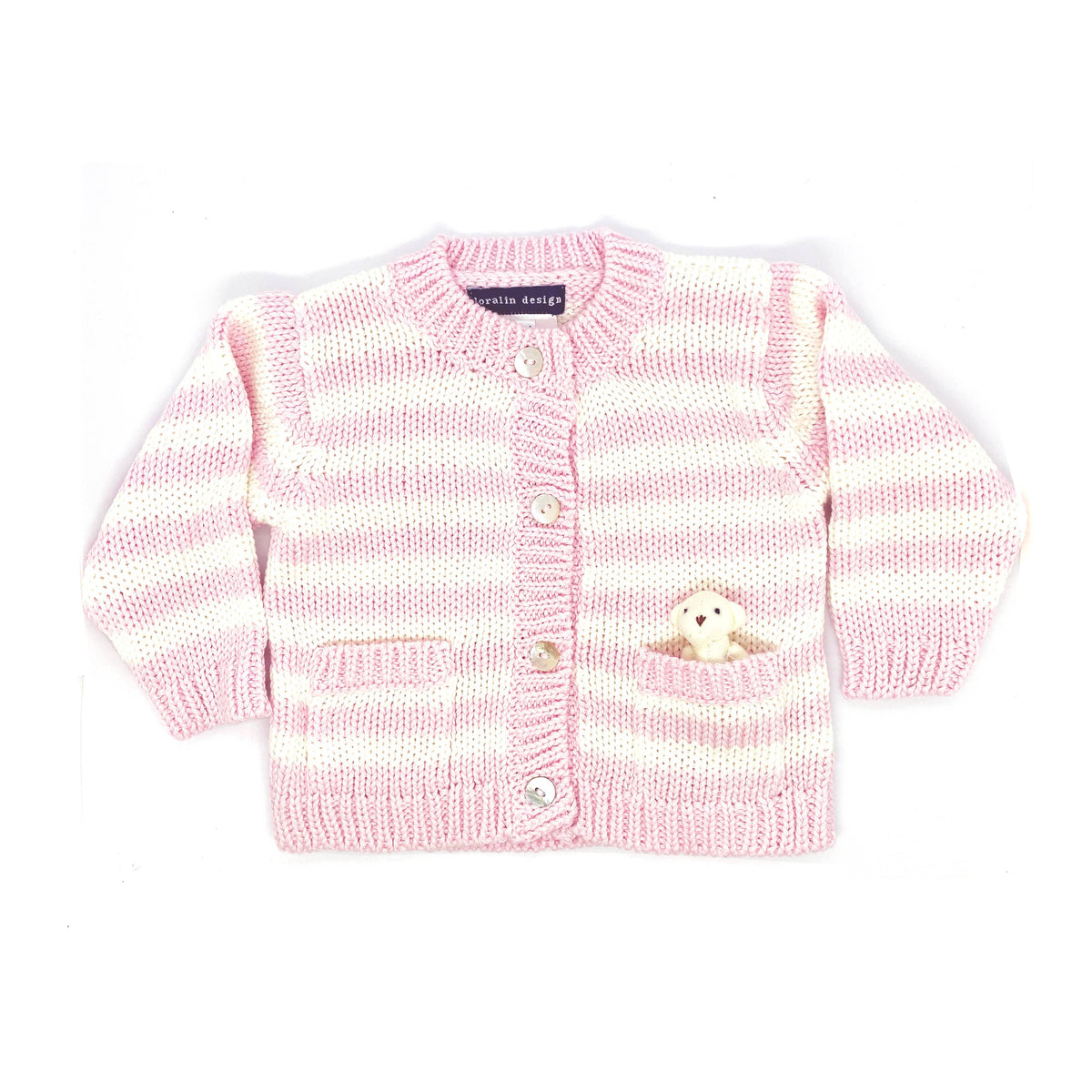 Striped Pink Bear Cardigan