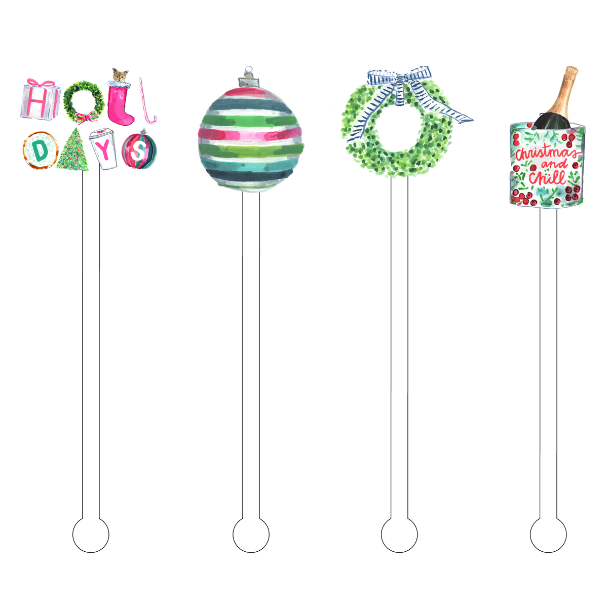 ASXEH CHRISTMAS &amp; CHILL ACRYLIC STIR STICKS COMBO
