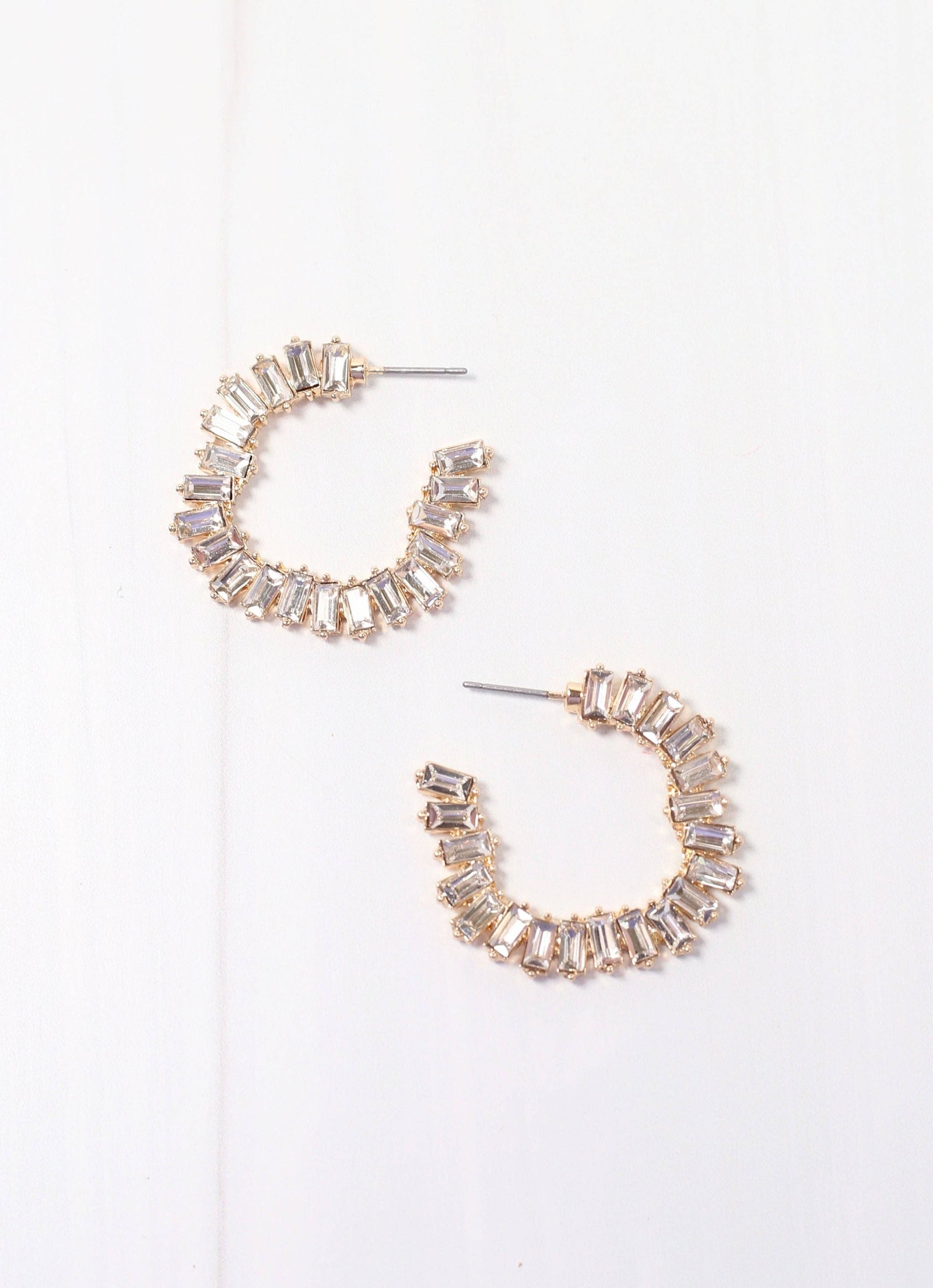 Manuel CZ Lined Hoop Earring CLEAR