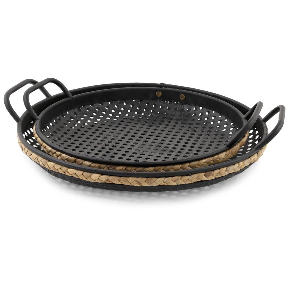 Round Black Metal Tray