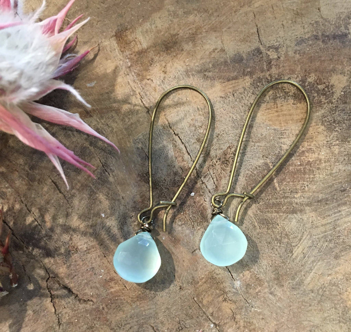 Single Mint Chalcedony Drop Earrings