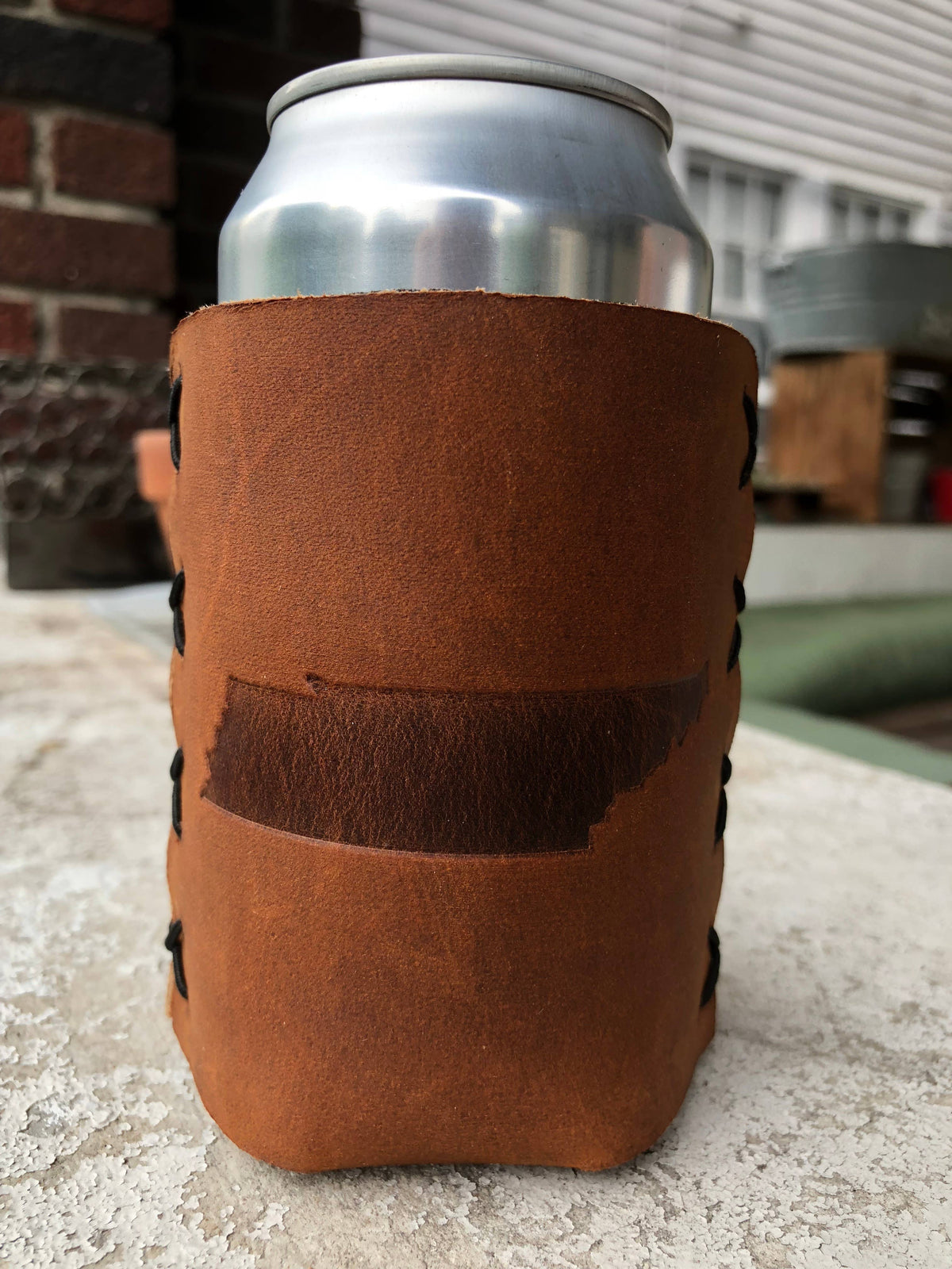Tennessee State USA Leather Can Cooler - Koozie