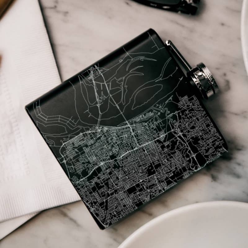 Memphis Map 6 oz Flask in Matte Black or White