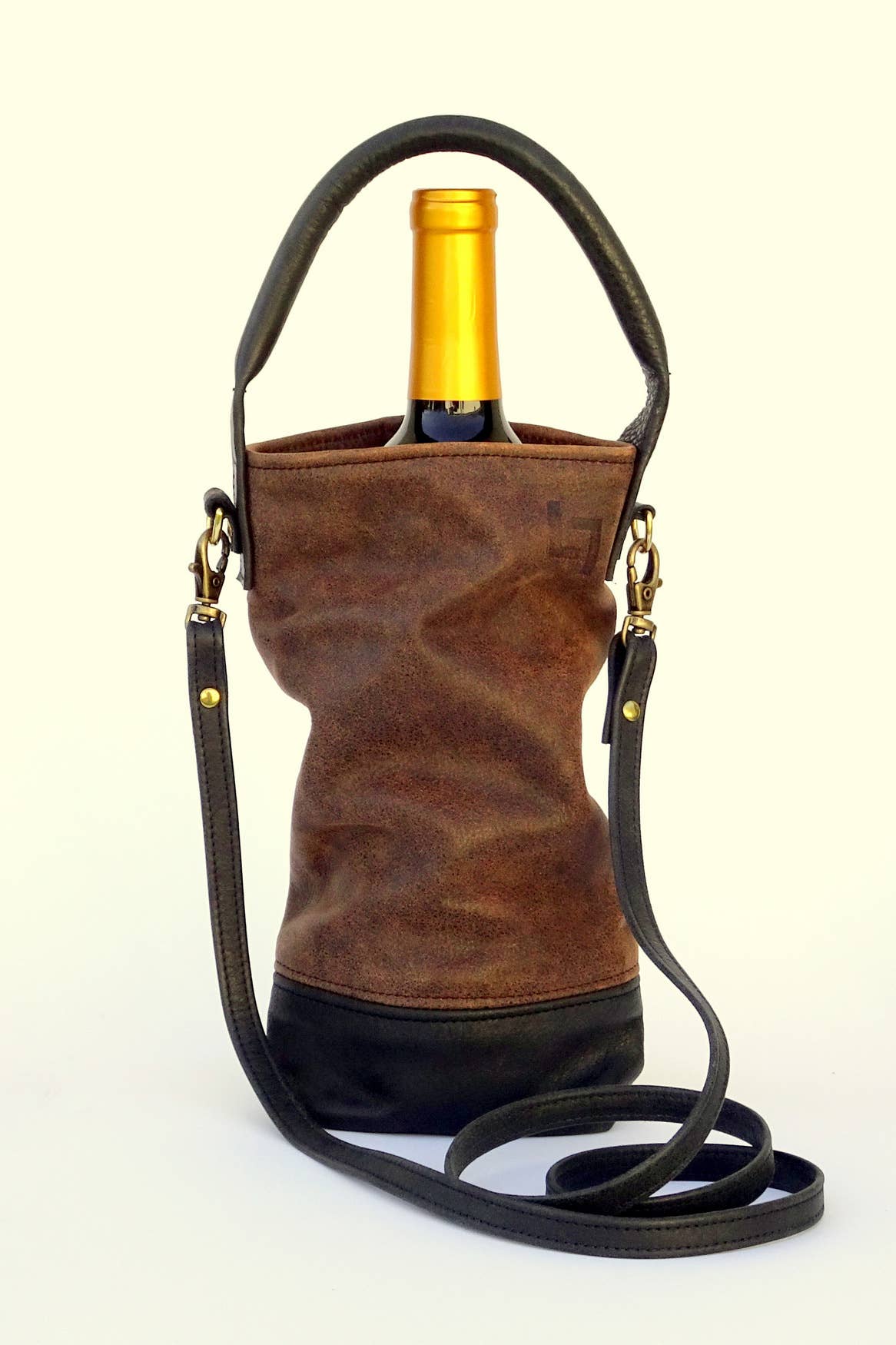 Handmade Leather Wine Tote, Leather Wine Carrier