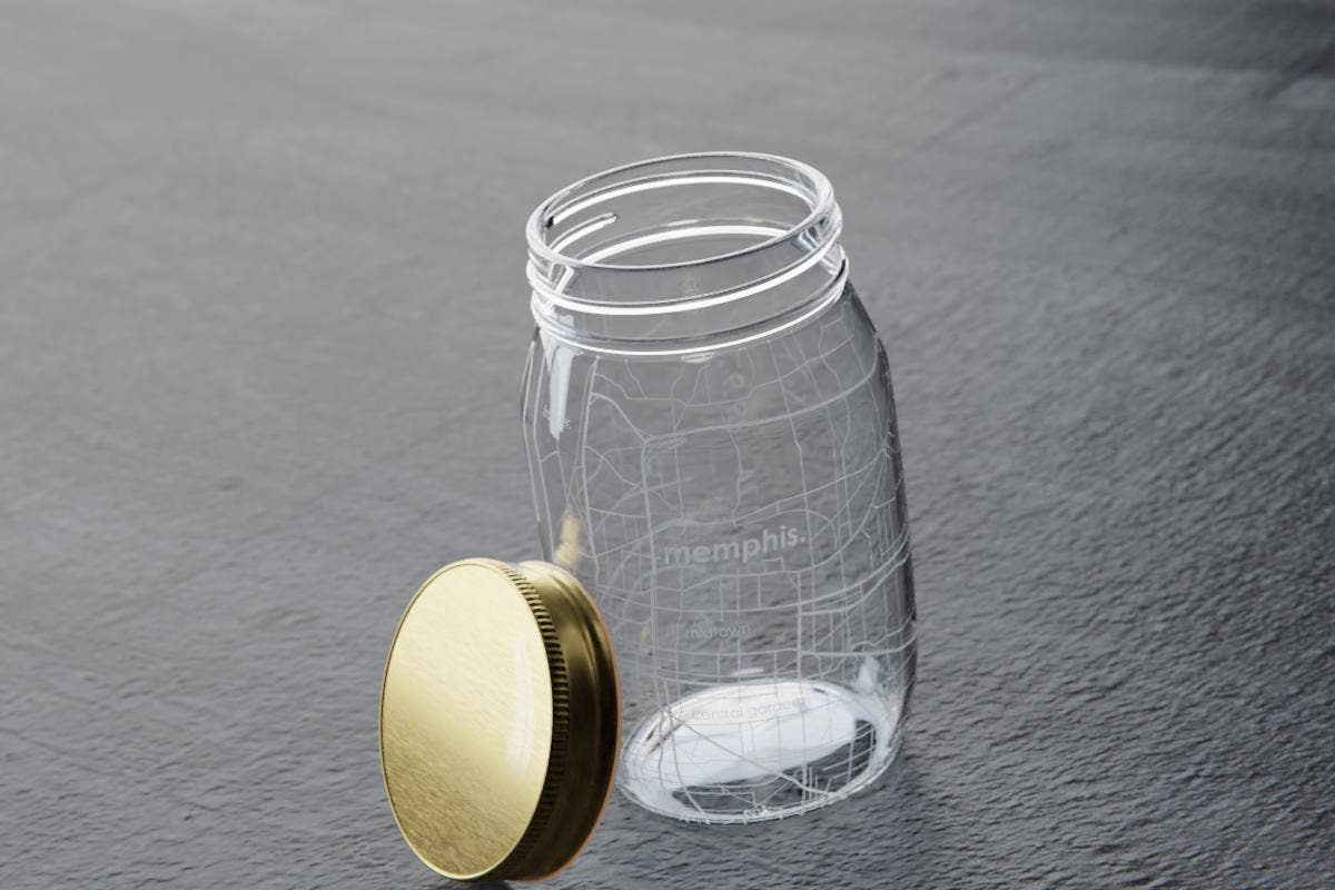 Memphis TN Map Mason Jar