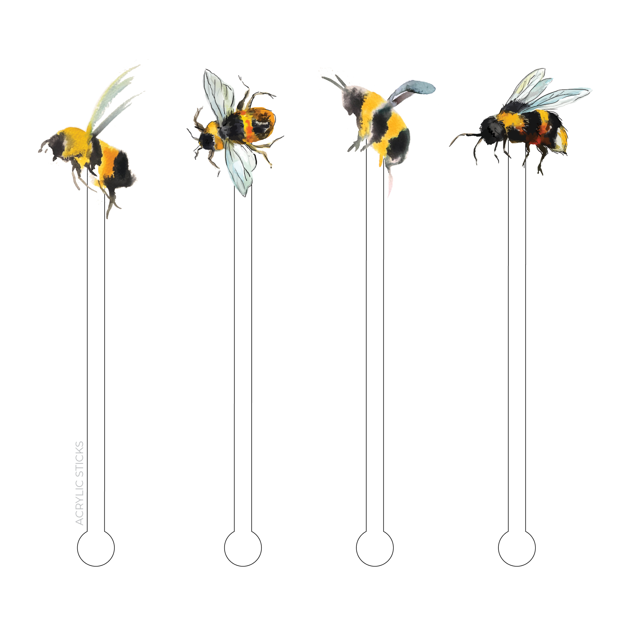 BEE HAPPY ACRYLIC STIR STICKS COMBO