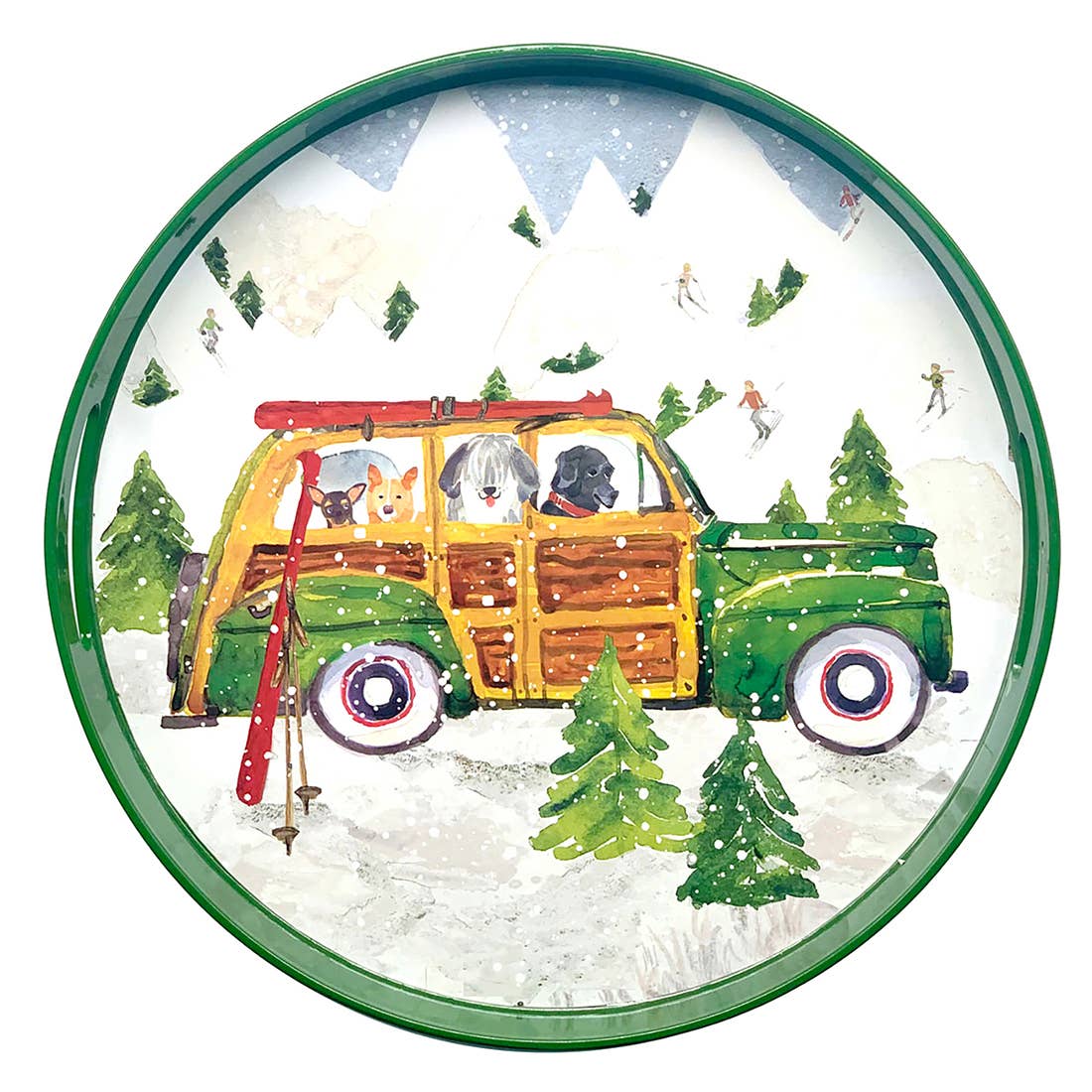 Ski Day 15" Round Tray