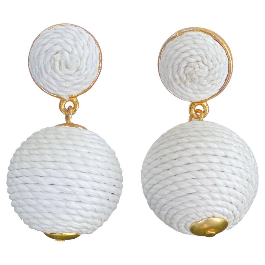 Lantern Raffia Earrings | White