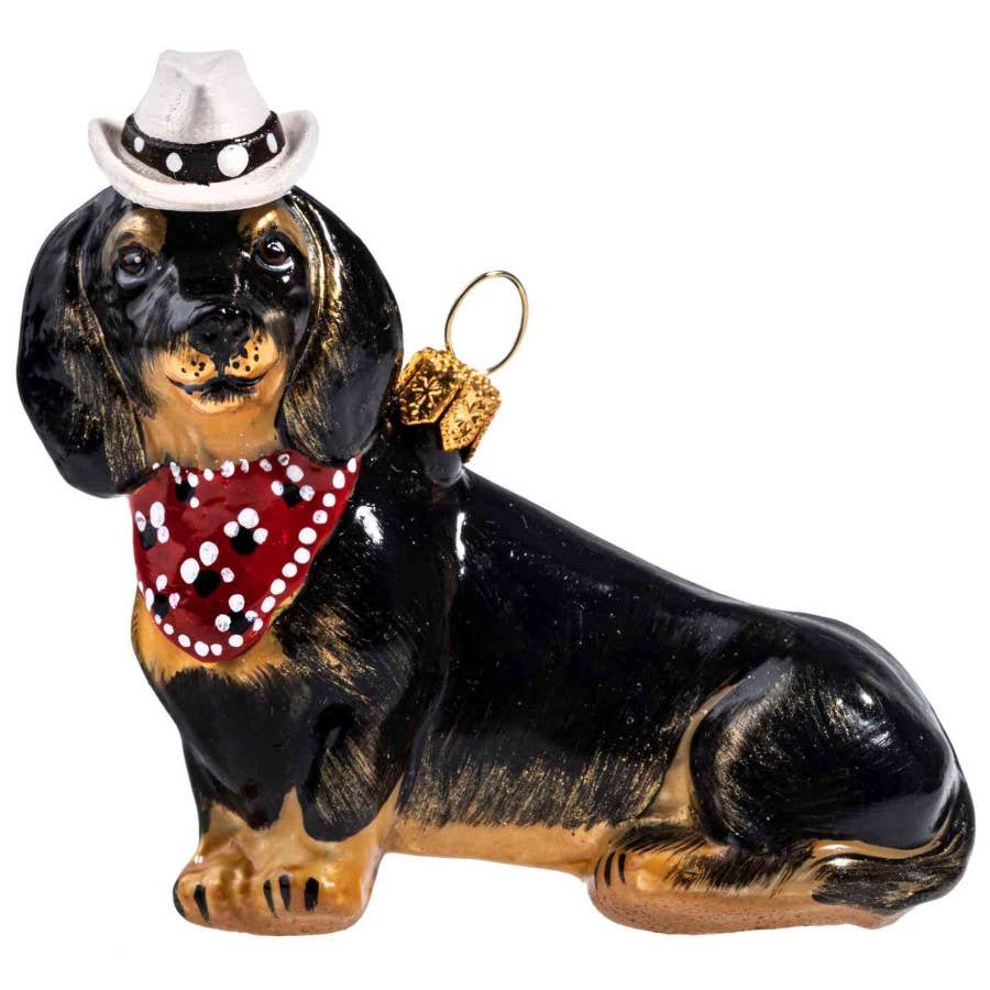 Dachshund in Cowboy Hat and Kerchief Holiday Ornament