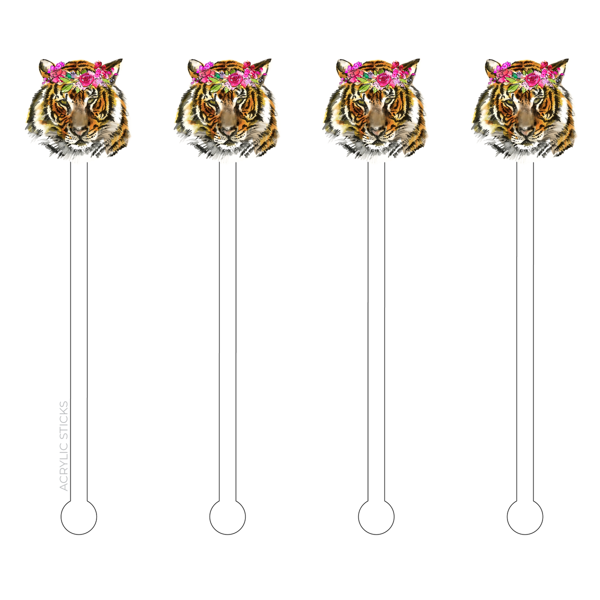 FLORAL HALO TIGER ACRYLIC STIR STICKS
