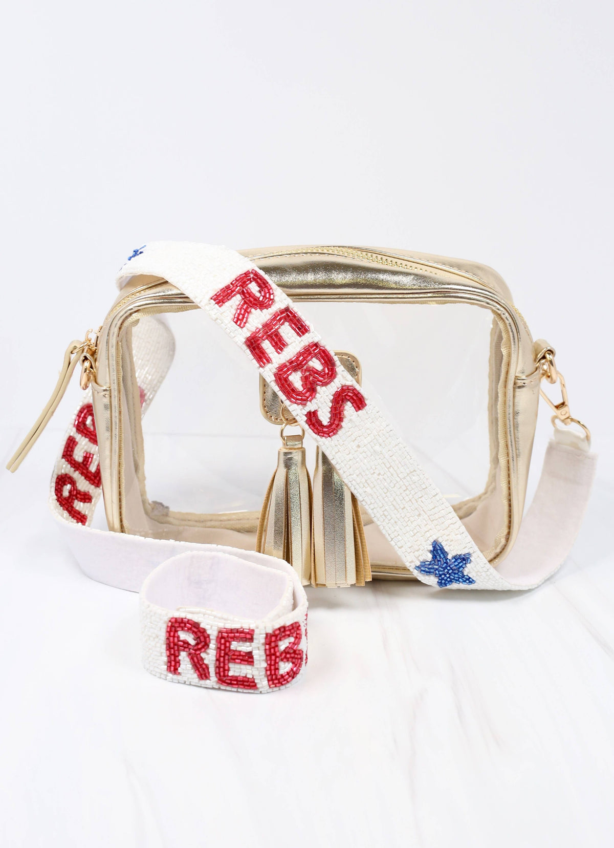 Rebs Beaded Crossbody Strap WHITE