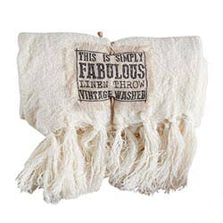 Antique White Linen Throw