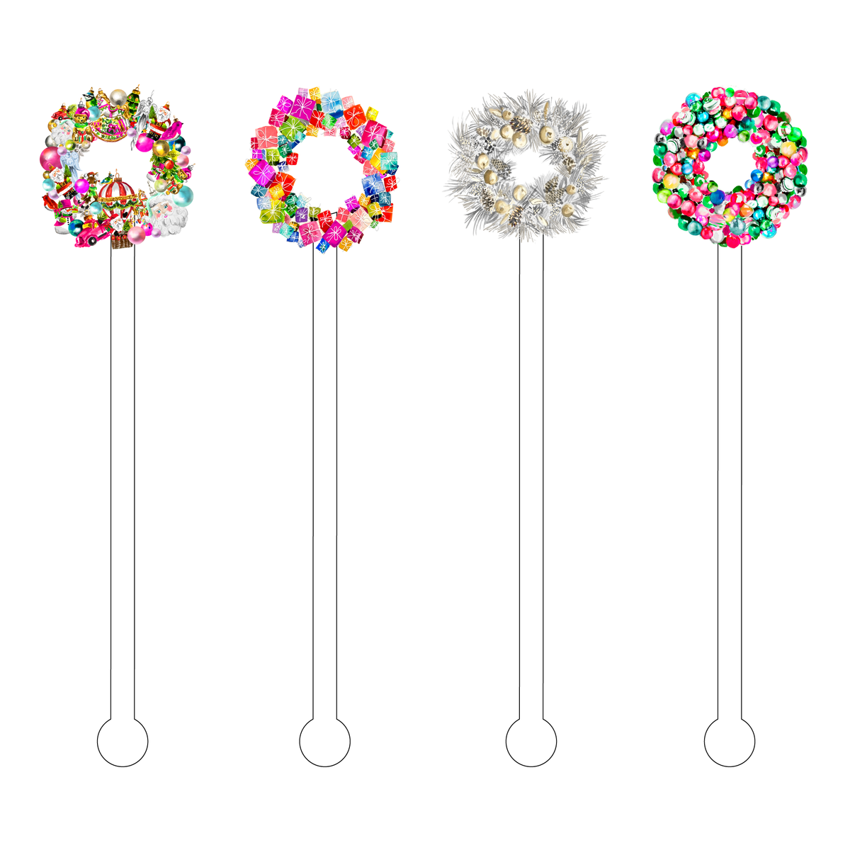 HAUTE CHRISTMAS WREATHS ACRYLIC STIR STICKS COMBO