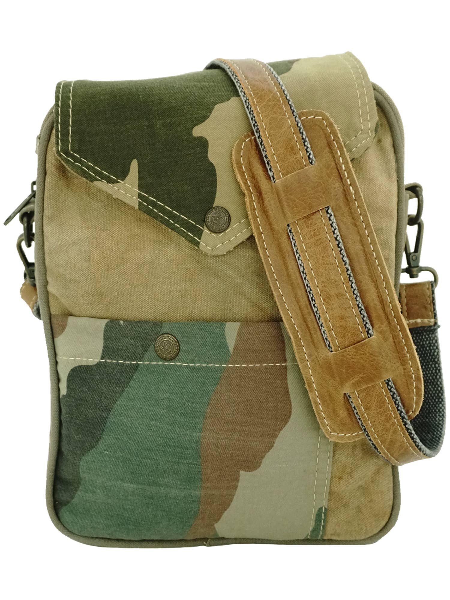 Crossbody BAG Recycled Military Tent Crossbody with Camoflouge