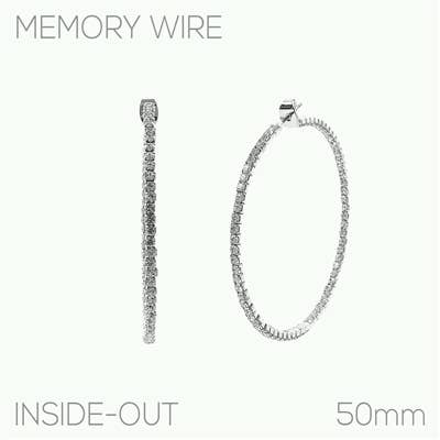 Silver Rhinestone 2" Hoop Earring
